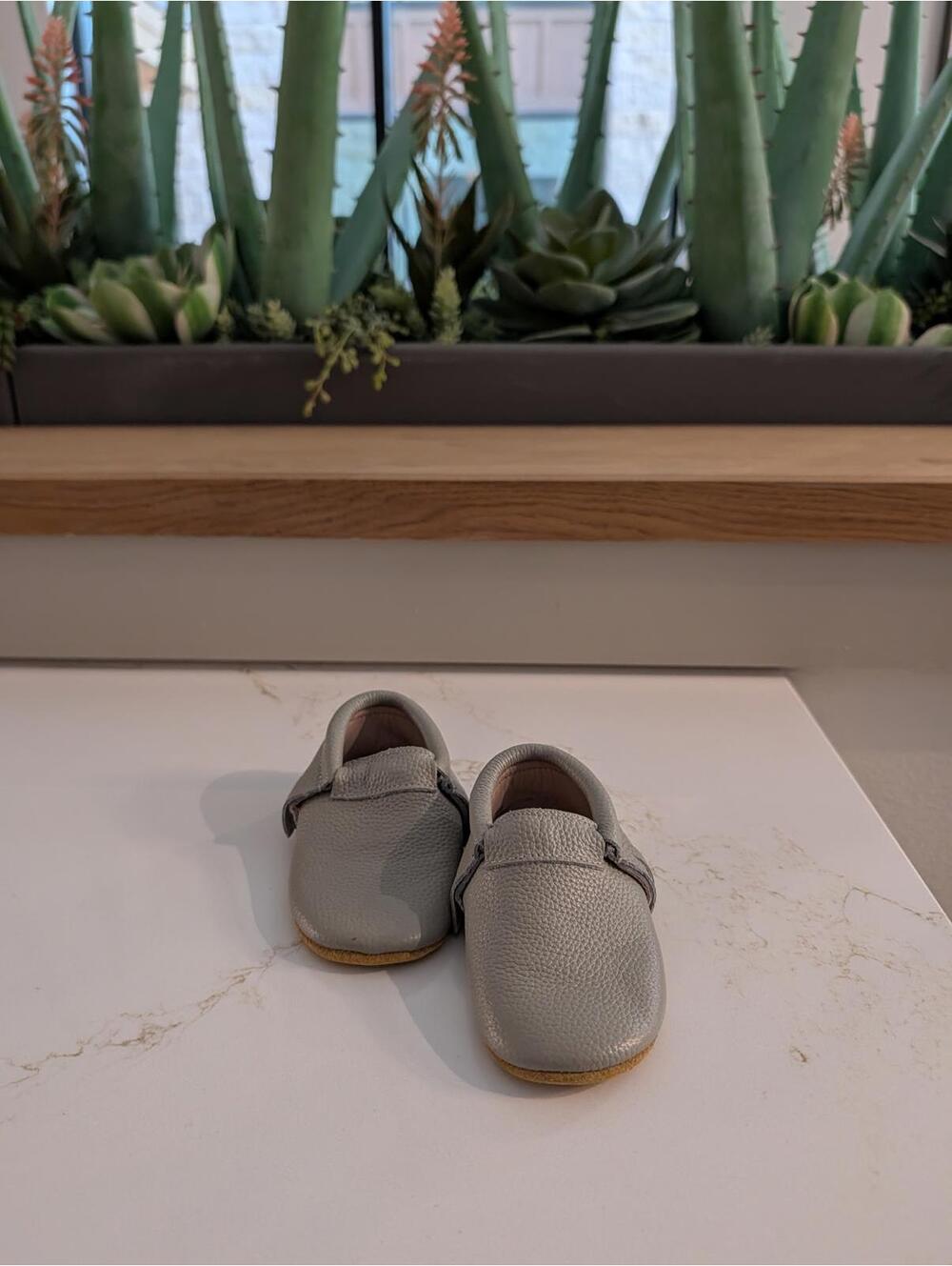 1 Pair Monkey Feet Childs Moccasins 18-24 Month Grey